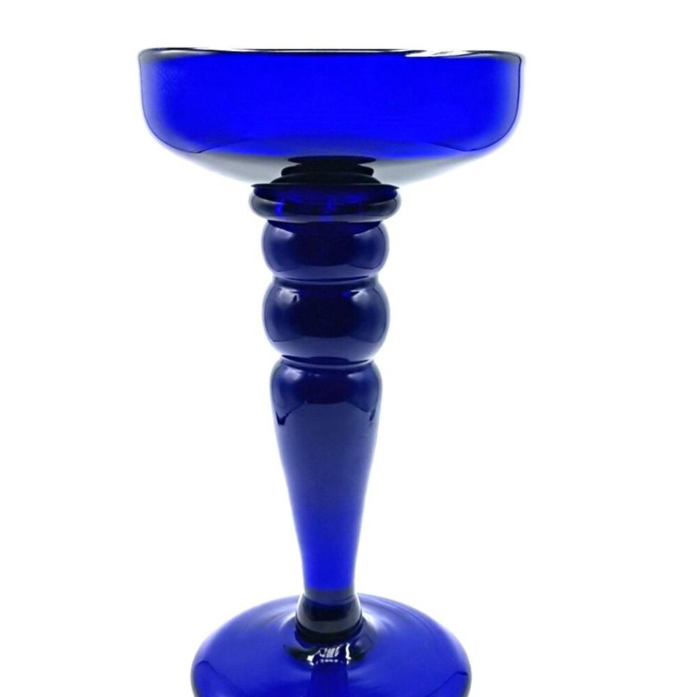 Vintage Rare Cobalt Blue Art Glass Floating Candle Holder 9"  Art Deco MCM Spain